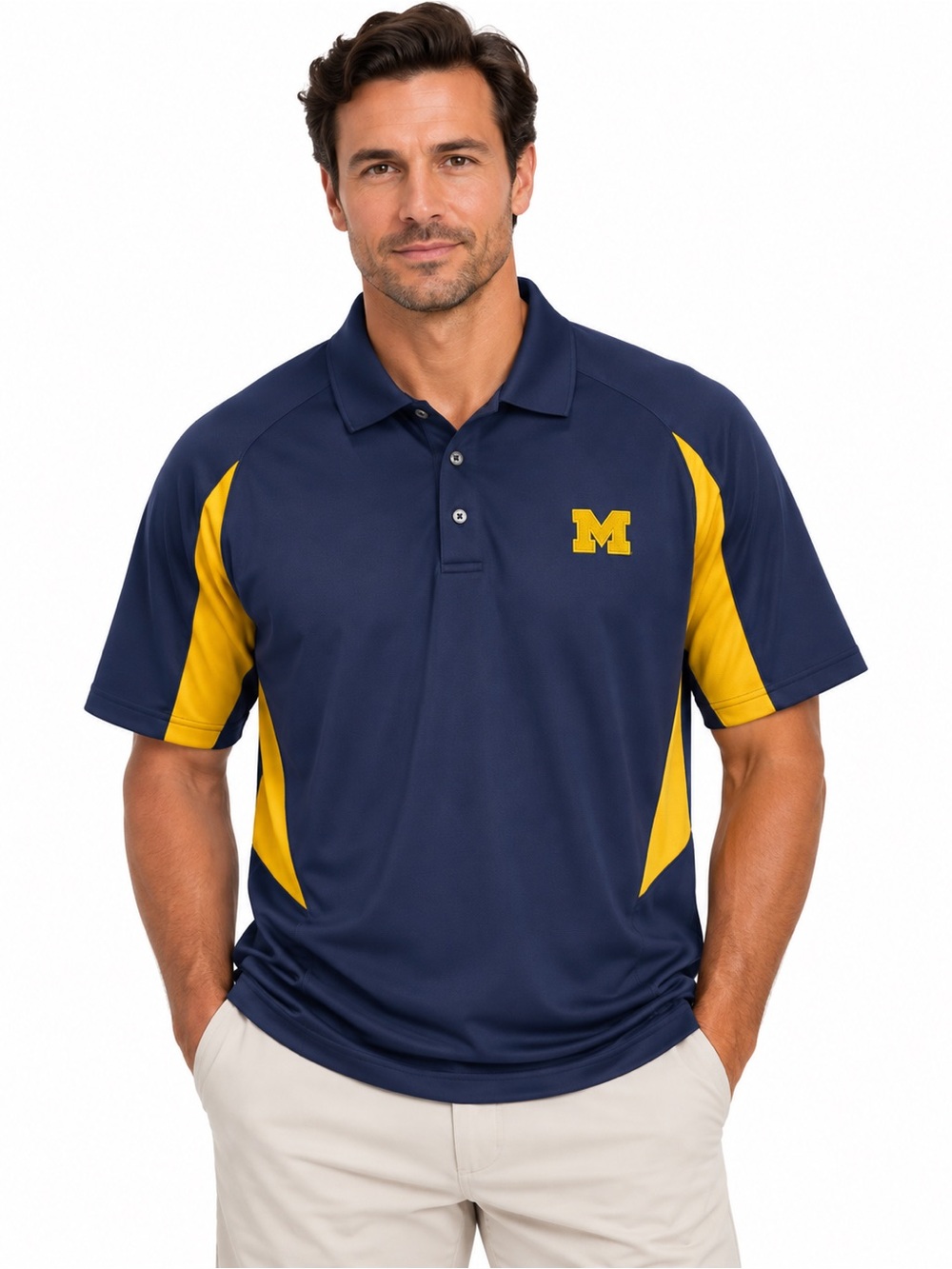 University of Michigan Navy & Yellow Performance Polo Shirt